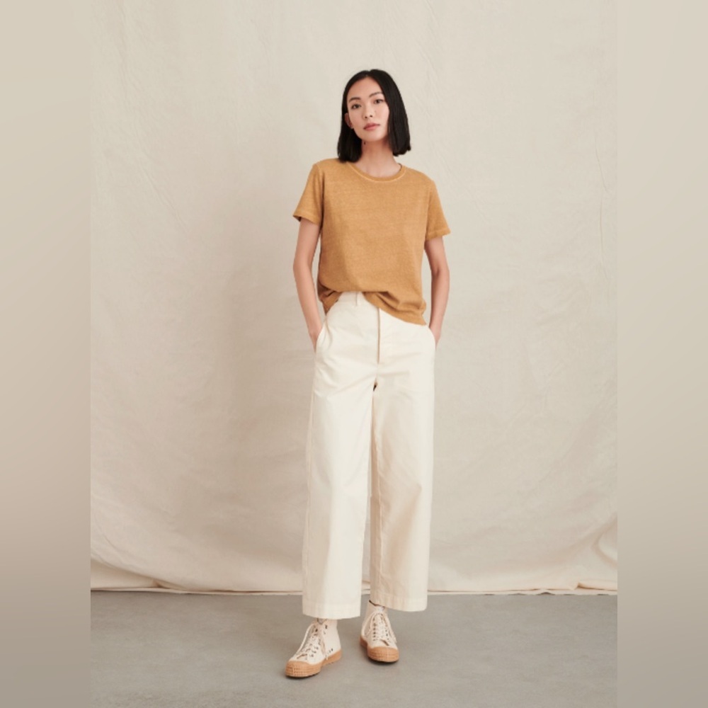 Alex Mill Kelly Wide Leg High Waist Pant Chino in Oatmilk - Picture 9 of 12